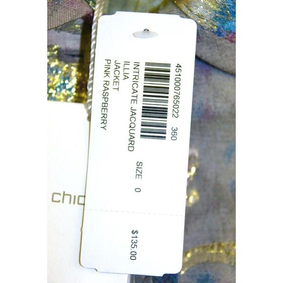 CHICO'S JACKET SIZE 0 INTRICATE JACQUARD ILLIA JACKET PINK RASPBERRY NWT $135 - Picture 2 of 5